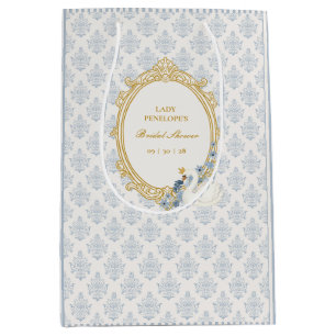 Sac Cadeau Moyen Élégante réception de mariage bleu et or de l'ère