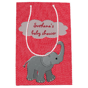 Sac Cadeau Moyen éléphant rouge de baby shower
