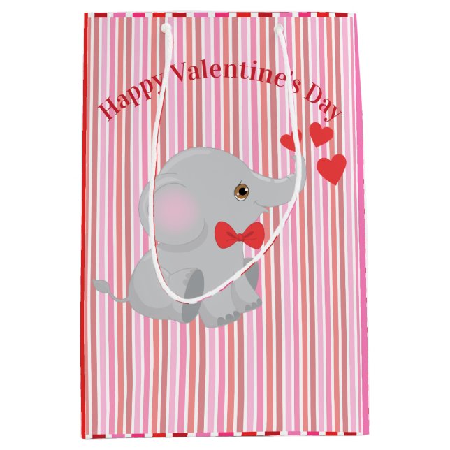 Sac Cadeau Moyen Eléphant Saint Valentin (Devant)