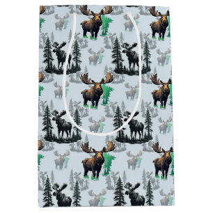 Sac Cadeau Moyen Elk Moose Antlers Deer Design Motif