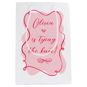 Sac Cadeau Moyen Elle liait le noeud rose et rouge nuptiale