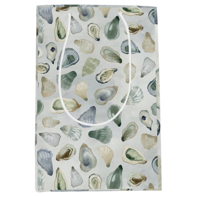 Sac Cadeau Moyen Emballage cadeau de coquilles huîtres aquarelle (Devant)