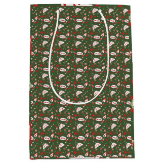 Sac Cadeau Moyen Emballage Cadeau Festif Vert Noir Motif