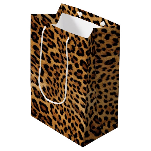 Sac Cadeau Moyen Empreinte de léopard Brown chic (Devant Angle)
