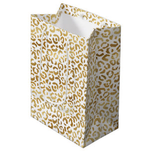 Sac Cadeau Moyen Empreinte de léopard Gold White          