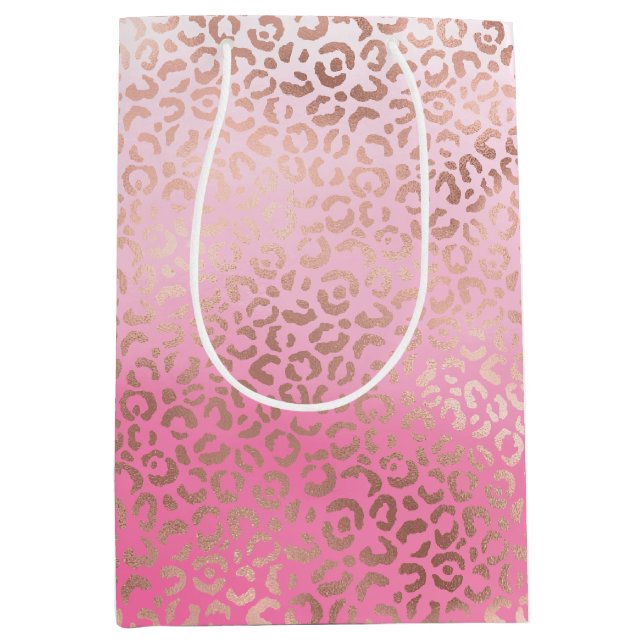 Sac Cadeau Moyen Empreinte de léopard Ombre couleur d'eau rose (Devant)