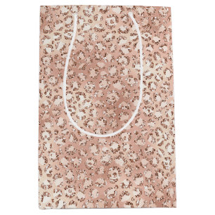 Sac Cadeau Moyen Empreinte de léopard Peach Rose Gold Blush Pink Gl