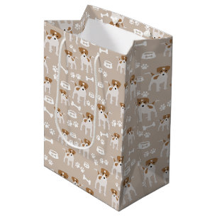 Sac Cadeau Moyen Empreinte de patte de chiot de chien mignon Motif