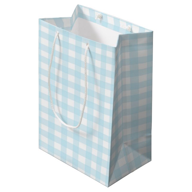 Sac Cadeau Moyen En vichy bleu 1 (Devant Angle)