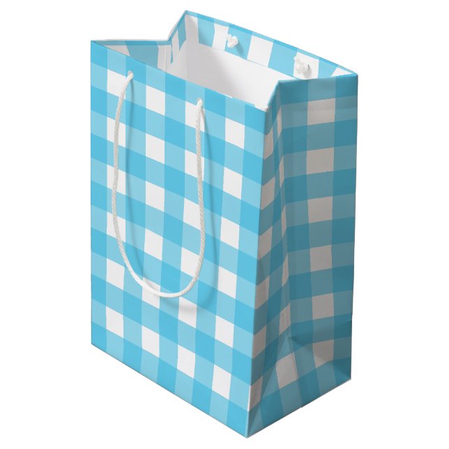 Sac Cadeau Moyen En vichy bleu cérusé clair (Dos Angle)