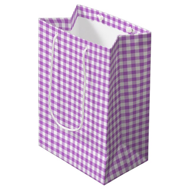 Sac Cadeau Moyen En vichy classique violet orchidée (Devant Angle)