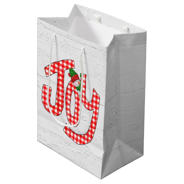 Sac Cadeau Moyen en vichy Joie Sur Le Bois Blanchi (Devant Angle)