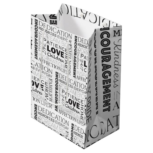 Sac Cadeau Moyen Encourager le collage de mots (Devant Angle)