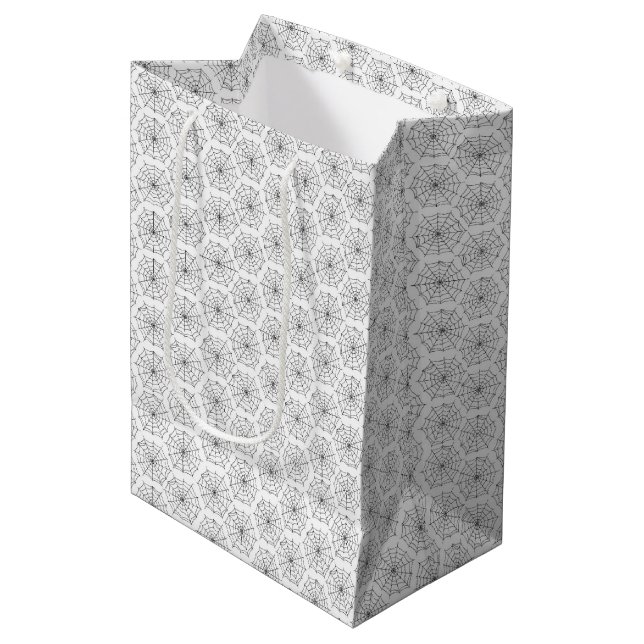 Sac Cadeau Moyen Enfants Halloween Éffrayant Spider Webs Noir Blanc (Devant Angle)