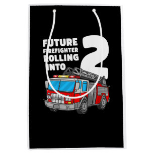 Sac Cadeau Moyen Enfants Incendie Camion 2 Anniversaire 2 Garçon To