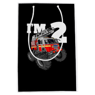 Sac Cadeau Moyen Enfants Monster Fire Truck 2e Birthday Boy 2 Toddl