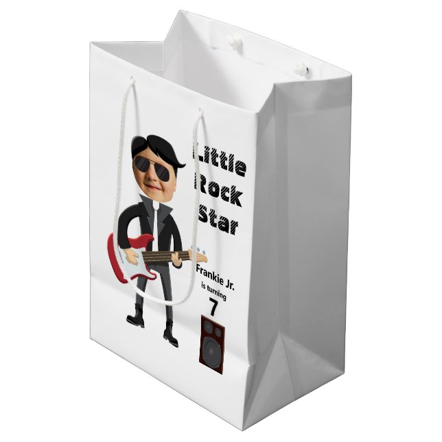 Sac Cadeau Moyen Enfants 🎸 🤣 Rockstar Anniversaire Guitare Funky  (Devant Angle)