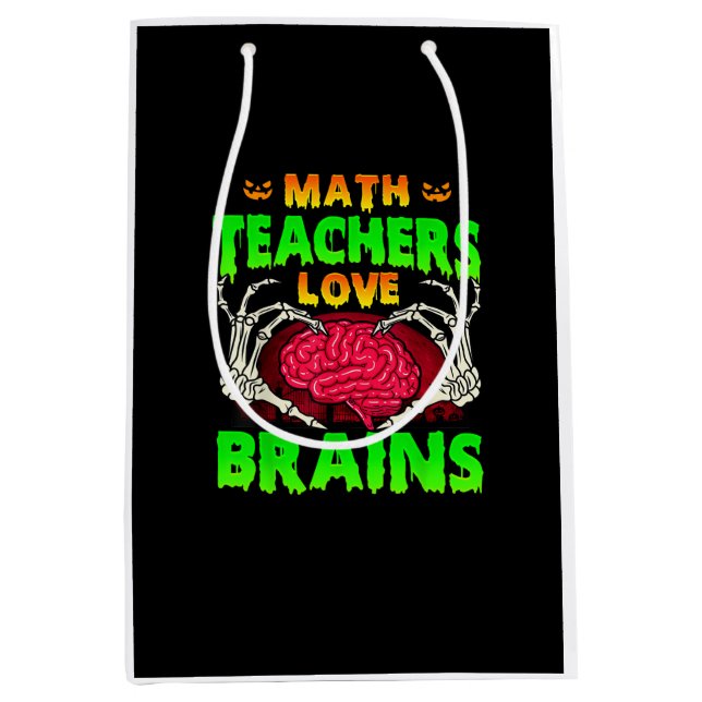Sac Cadeau Moyen Enseignants en mathématiques Cerveaux Squelette Co (Devant)