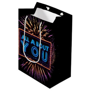 Sac Cadeau Moyen Enseigne néon Tout sur vous avec feux d'artifice