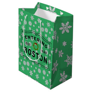 Sac Cadeau Moyen Entrée Boston MA Christmas Wreath