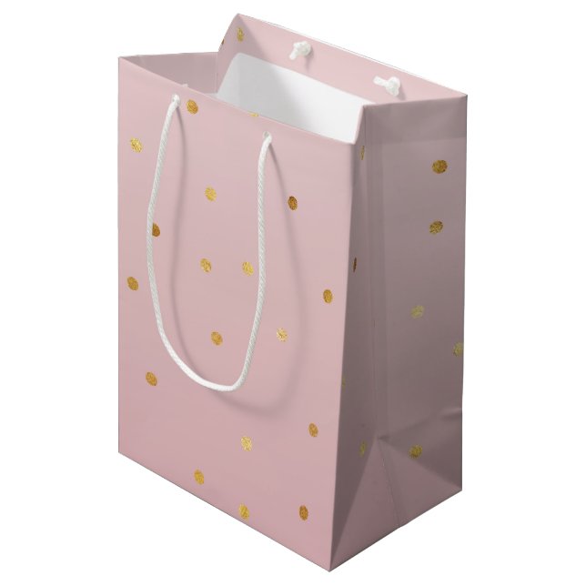 Sac Cadeau Moyen Épersion de Confetti en or rose Rose (Devant Angle)