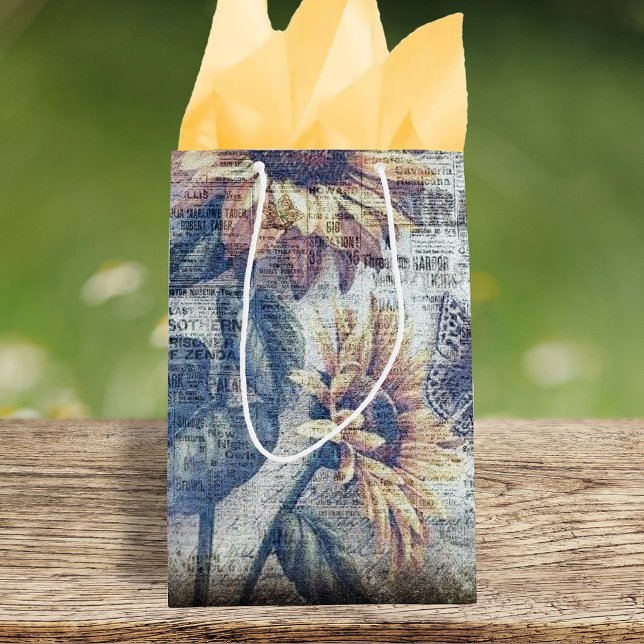 Sac Cadeau Moyen Ephémérologie du papillon de tournesol rustique (Créateur téléchargé)