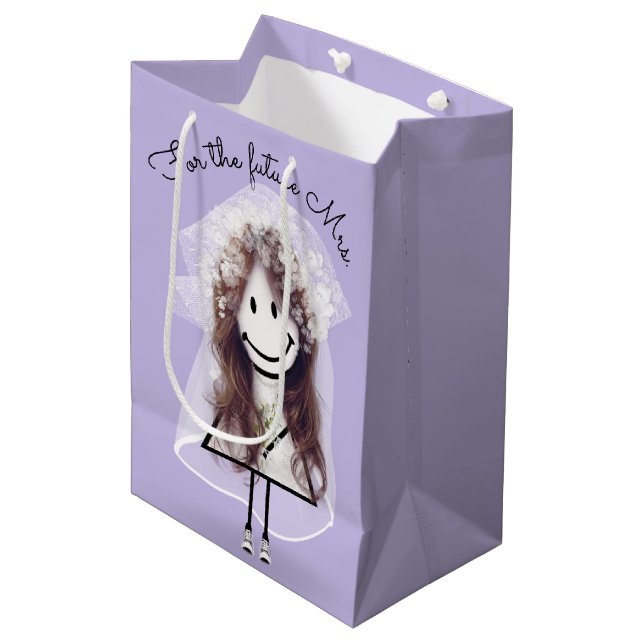 Sac Cadeau Moyen Épouse Figurine fille avec bouquet (Devant Angle)