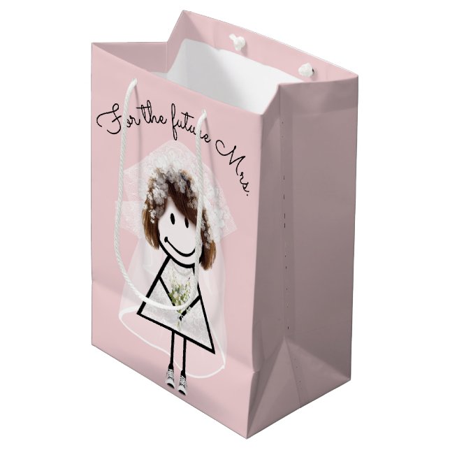Sac Cadeau Moyen Épouse fille en dentelle et Basket (Devant Angle)