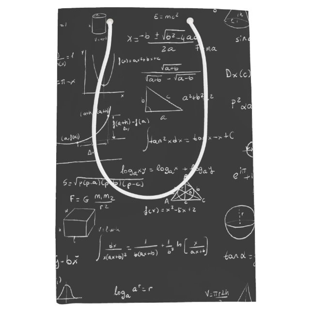 Sac Cadeau Moyen Équations et formules mathématiques en noir et bla (Devant)