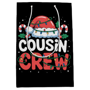 Sac Cadeau Moyen Équipage de Cousins Chapeau de Père Noël de Noël F