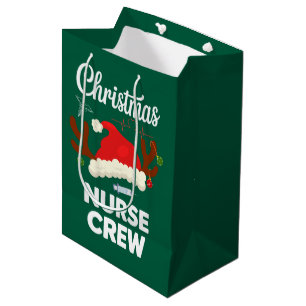 Sac Cadeau Moyen Équipe de Noël des infirmières Chapeau de Père Noë
