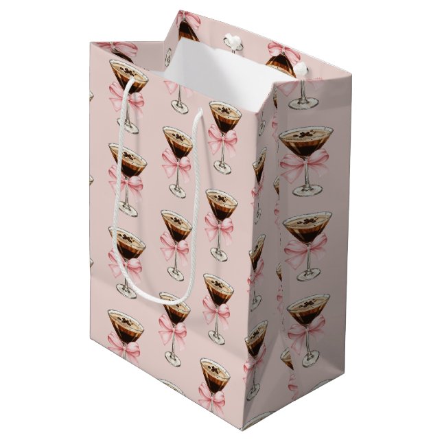 Sac Cadeau Moyen Espresso Martini Pattern Pink (Devant Angle)