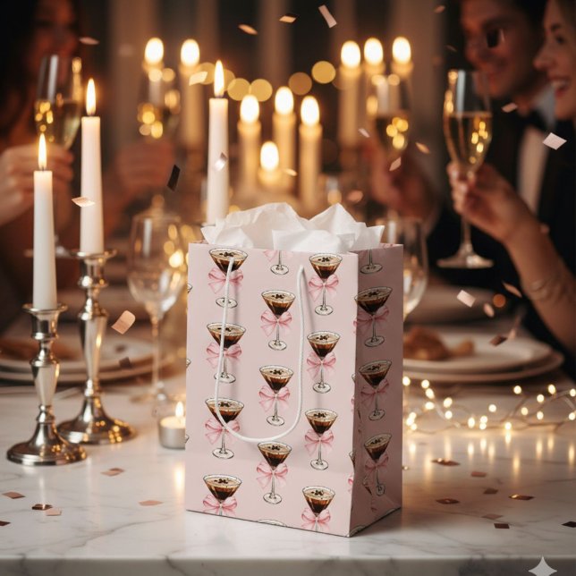 Sac Cadeau Moyen Espresso Martini Pattern Pink (Créateur téléchargé)