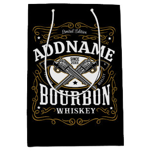 Sac Cadeau Moyen Étiquette de bourbon personnalisée vintage Guns Wh