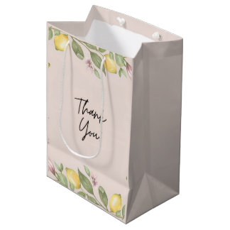 Sac Cadeau Moyen Étiquette de remerciement de citron rose pour cade