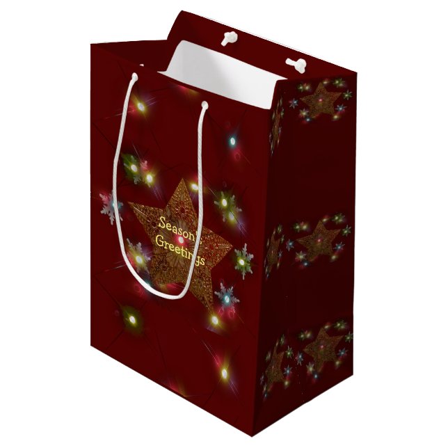 Sac Cadeau Moyen Étoile d'or allumée (Devant Angle)