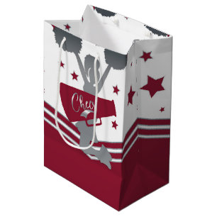Sac Cadeau Moyen Étoiles d'argent Marron Fête de Cheerleading