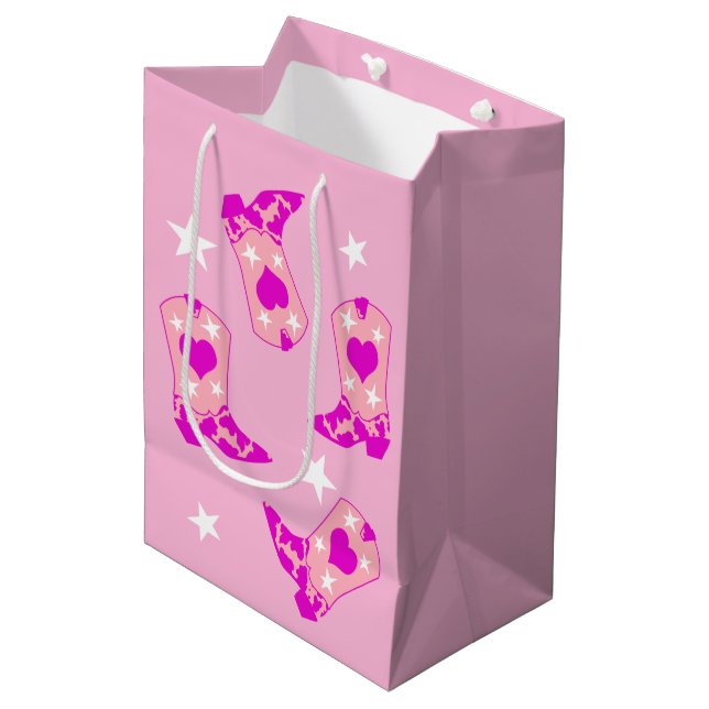 Sac Cadeau Moyen Étoiles de fille moderne rose fille Boots occident (Devant Angle)