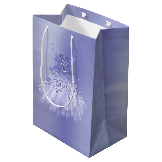 Sac Cadeau Moyen Fairy Wing Lavender Gown | Fleur d'iridescente vio (Dos Angle)