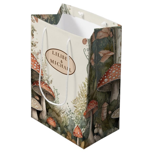 Sac Cadeau Moyen FAIRYCORE Champignons Goblincore Cadeaux personnal (Devant Angle)