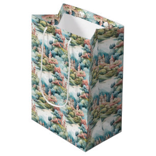 Sac Cadeau Moyen Fairytale in Fairyland Châteaux Pastel Pink Blue