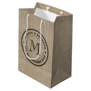 Sac Cadeau Moyen Faites à votre propre toile de jute le rétro