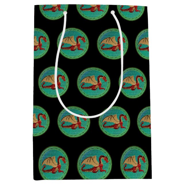 Sac Cadeau Moyen Fantastic Dragon Red and Green v11 (Devant)