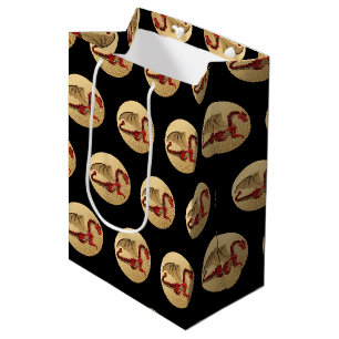 Sac Cadeau Moyen Fantastique Dragon Red et Gold v4