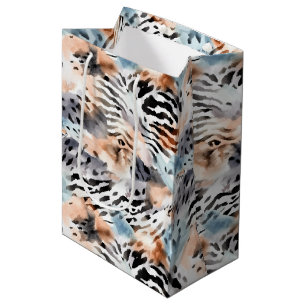 Sac Cadeau Moyen Faune Safari Animaux Fourrures Prints Motif