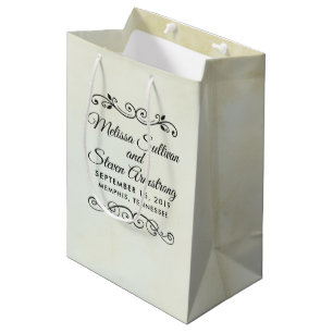 Sac Cadeau Moyen Faux Vintage Parchment Mariage de style occidental