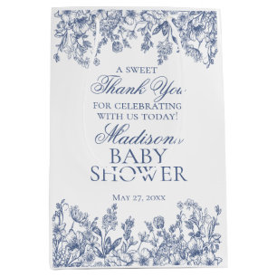 Sac Cadeau Moyen Faveurs de Baby Shower Vintage Floral Chinoiserie