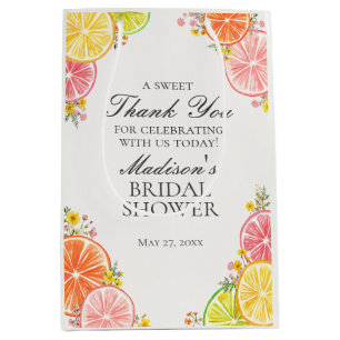 Sac Cadeau Moyen Faveurs de Mariage Citrus Floral Main Squeeze