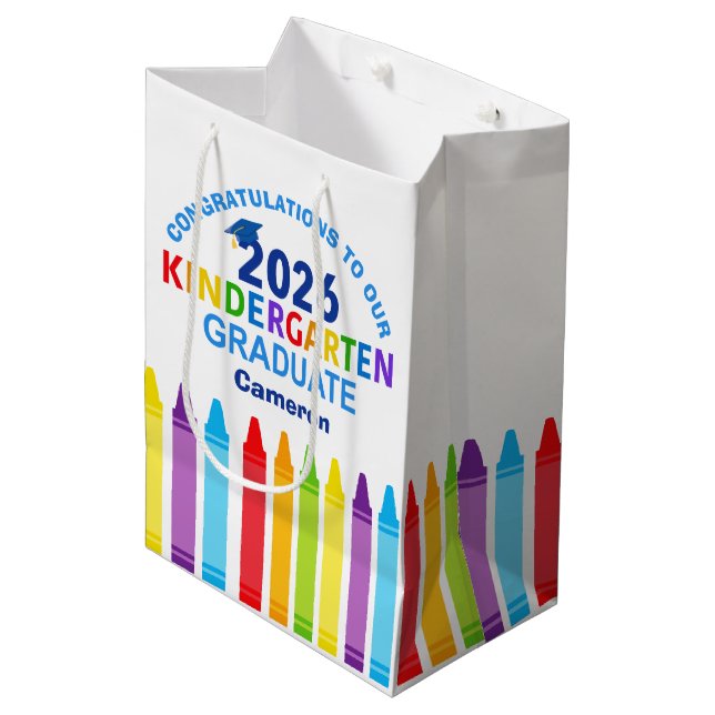 Sac Cadeau Moyen Félicitations au diplômé de la maternelle - Fête p (Devant Angle)