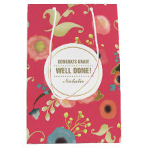 Félicitations Grad. Modèle floral moderne